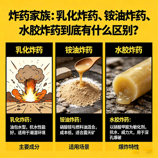 长征镇炸药家族：乳化炸药、铵油炸药、水胶炸药到底有什么区别？